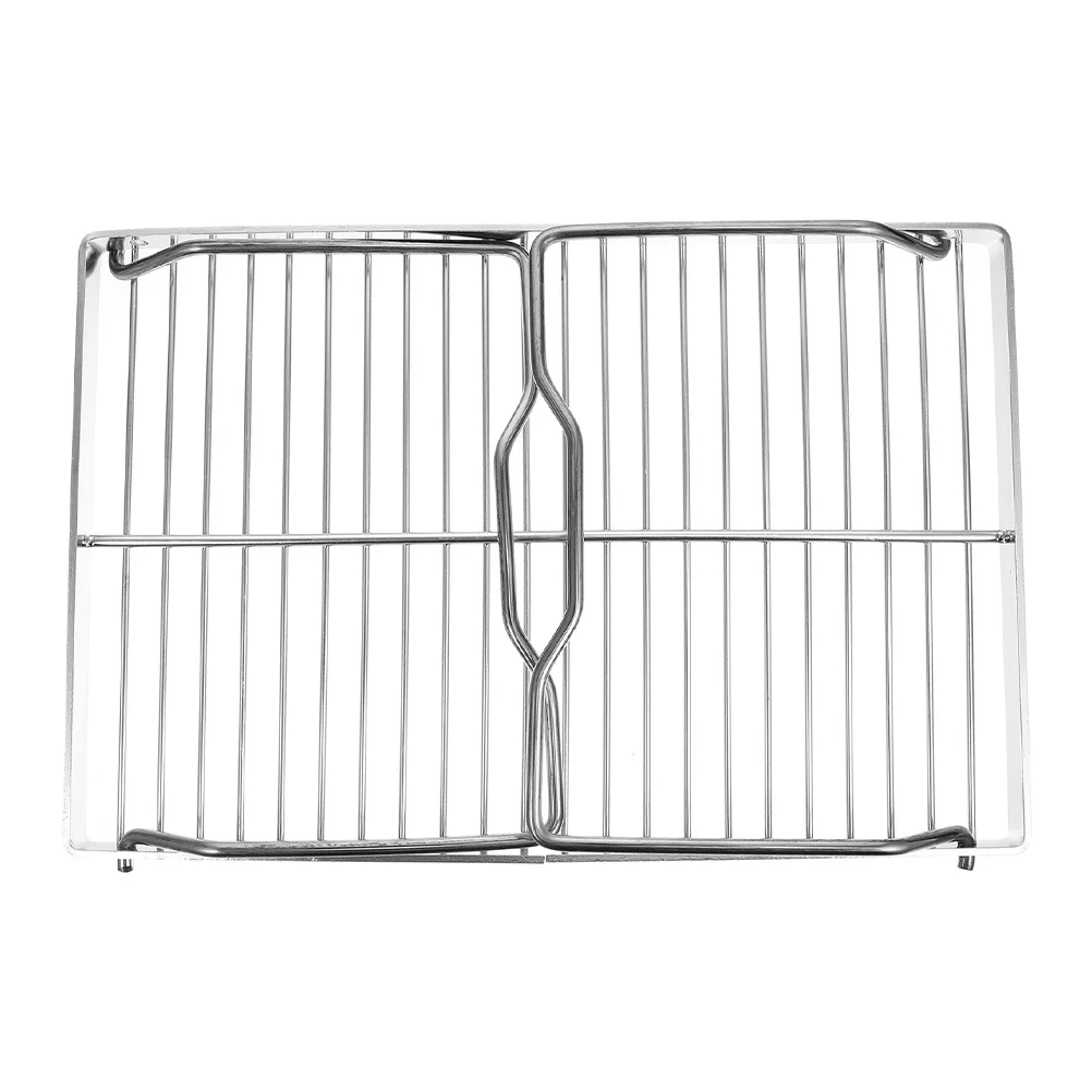 Portable Folding Stove Rack Stainless Steel Rectangular Mesh Grill Grid For Outdoor Picnic Baking Cooling Roasting Bbq