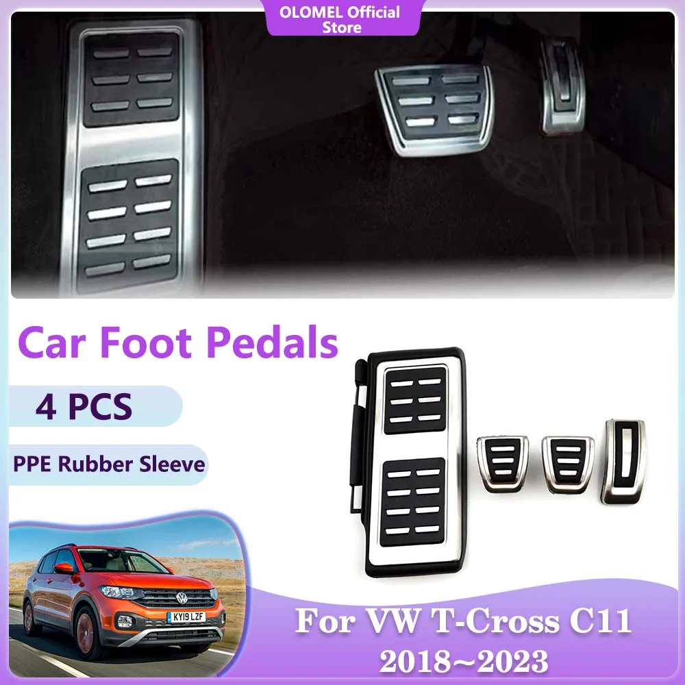 For Volkswagen VW T-Cross C11 2018~2023 R-Line Car Foot Pedals Fuel Rest Brake Accelerator No Drilling Alloy Interior Acessories