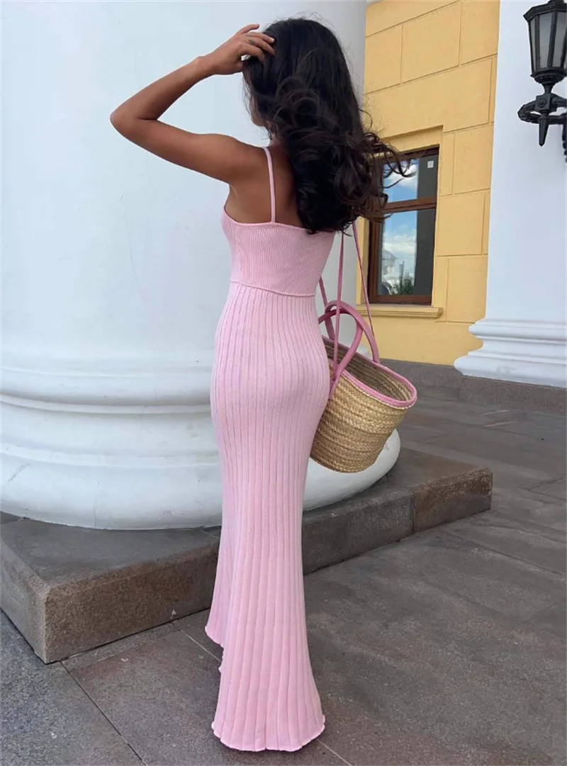 Costume da bagno femminile sexy con fasciatura lunga senza schienale, cinturino in maglia, bikini all'uncinetto, copricostume estivo solido