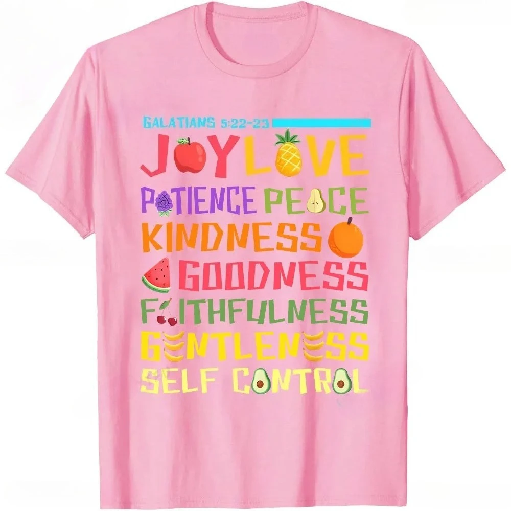 Fruit of The Holy Spirit Christian T-shirt, Faith, Main Scripture, Summer Short-Sleeve Top, Printed T-shirt Graphic T Shirts Y2K