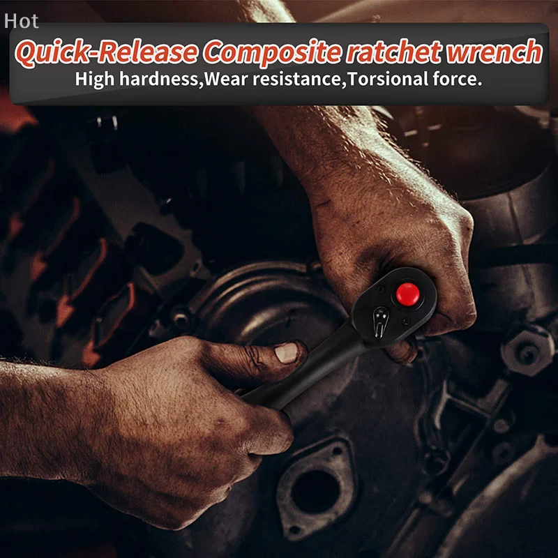 3-piece Set Of 72-tooth Bending Handle Ratchet High Torque Reversible Quick Release Ratchet Socket Wrench For Car Repair