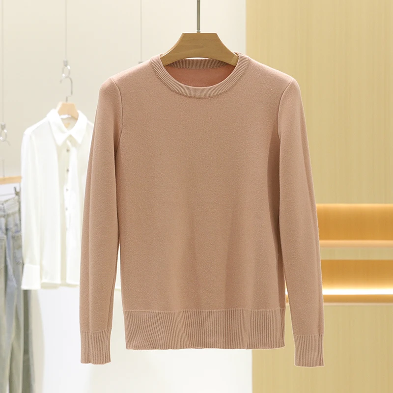 Suéter de Punto ueso con Cuello Redondo, Informal, Cómodo, Cálido, Estilo Nuevo de Invierno, Top de Mujer de Color Sólido, ...