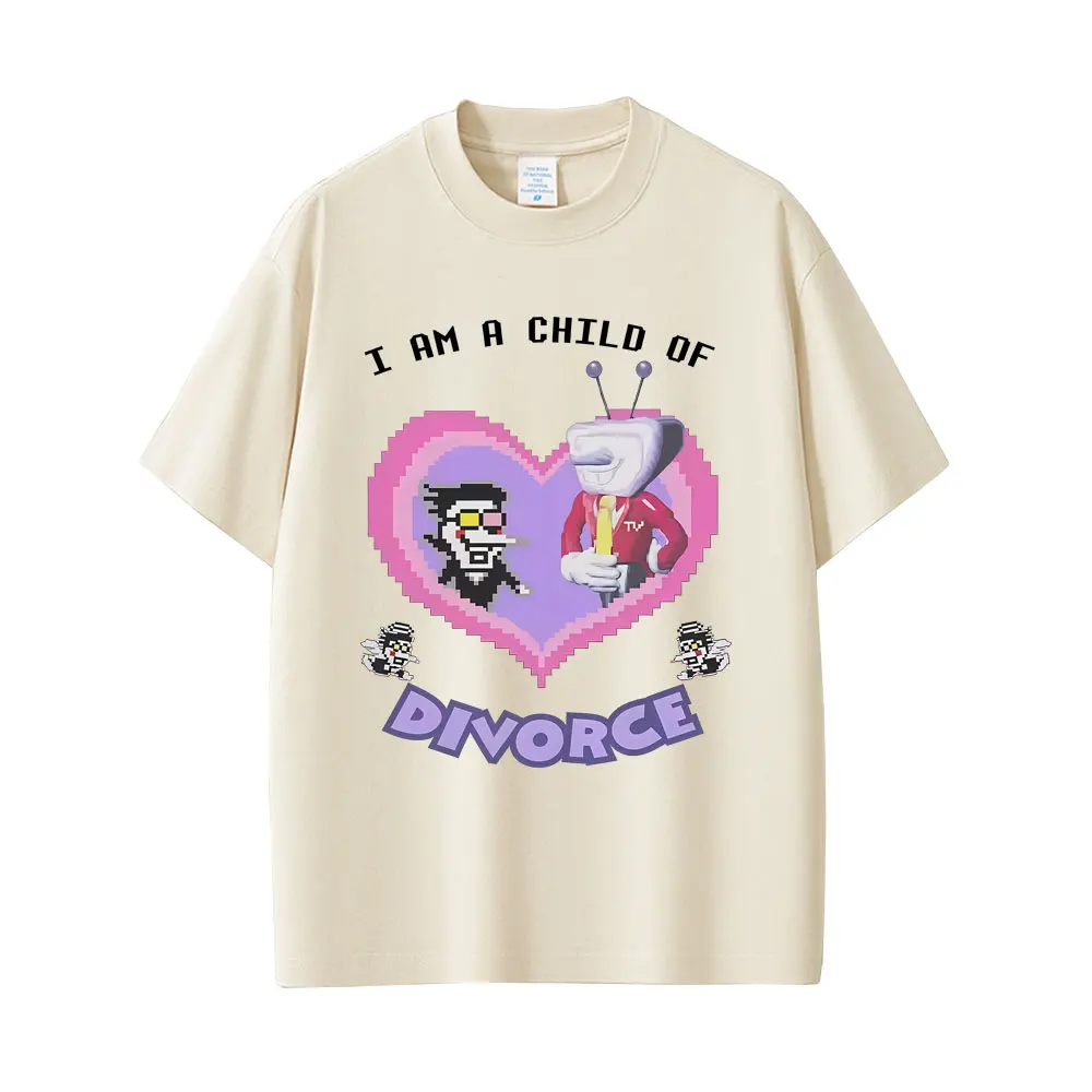 Game Deltarune Spamton and Tenna I Am Child of Divorce Funny Meme T-shirts Men Women Casual Cotton Vintage Oversized T Shirts