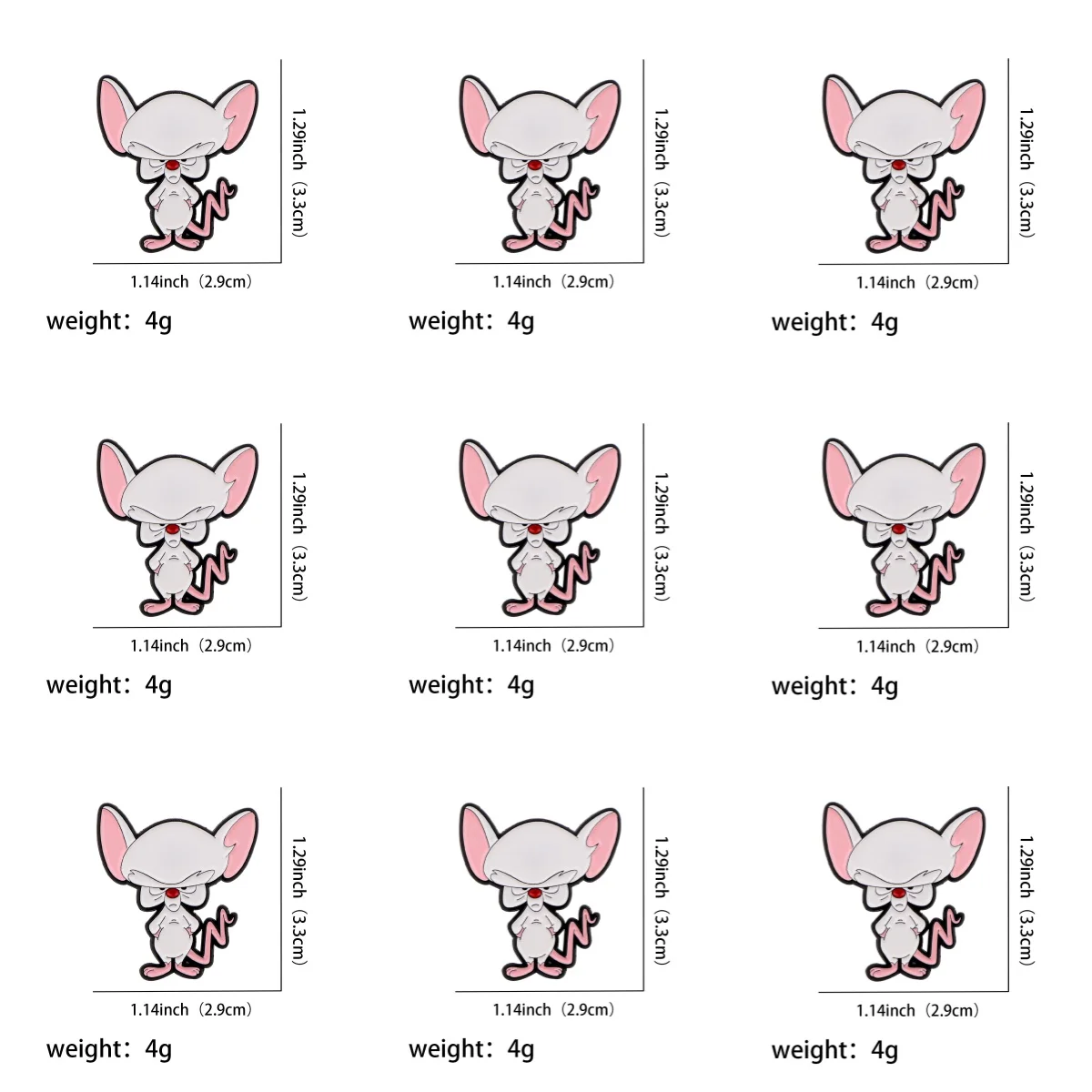 9-teiliges süßes Emaille-Pin-Set, Cartoon-Maus-Brosche für Mantel, Damenbroschen, Kragen- und Reversnadeln, Metallabzeichen, Schmuck, Geschenk für Freunde – Detail 1