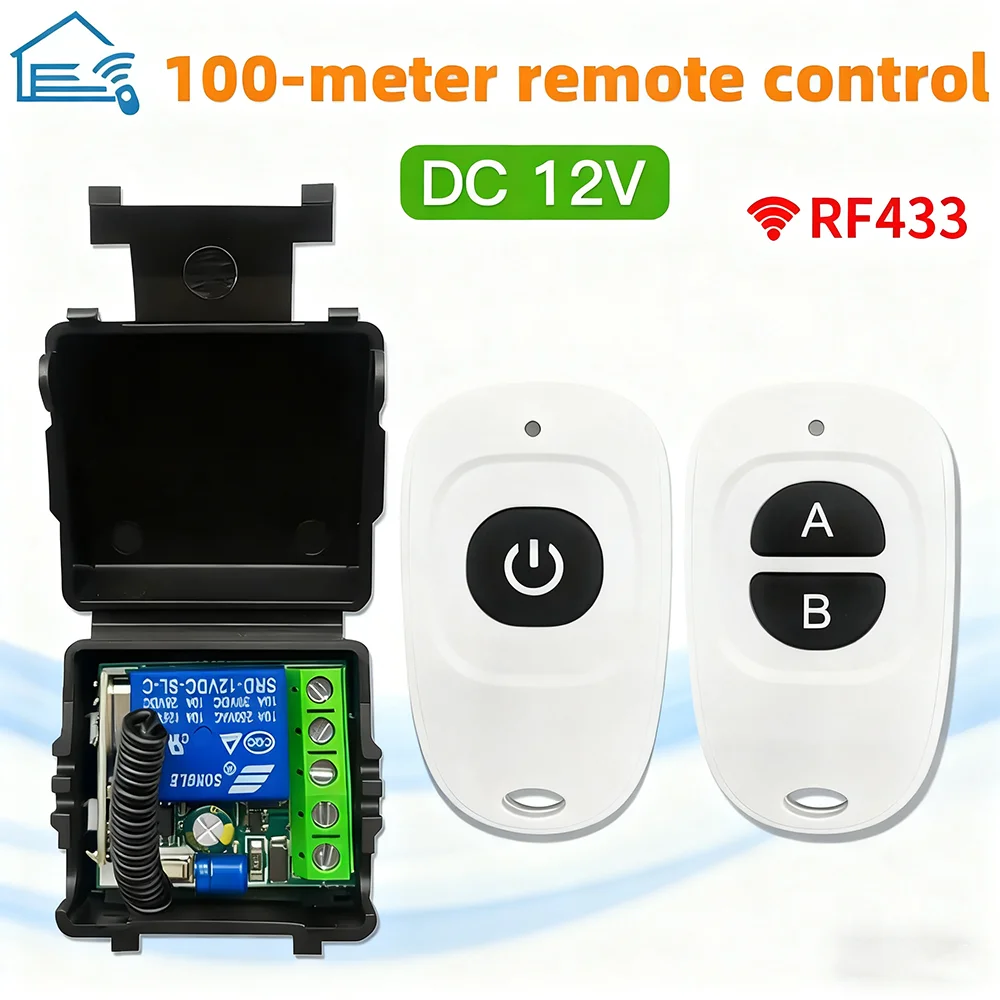 DC12V10A Remote Control Smart Switch Universal RF 433MHz Gate Garage Door Led Lighting Asking Code Relay Receiver Mini Module