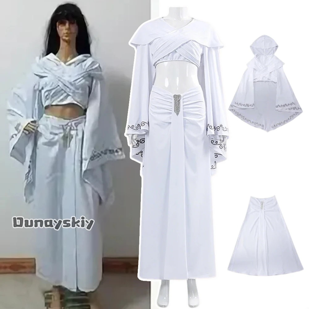 

Amidala Cosplay Anime Star Queen Pna Cosplay Costume 3xlSexy White Bra Skirt Suit Dress For Woman Halloween Outfit Role-playing