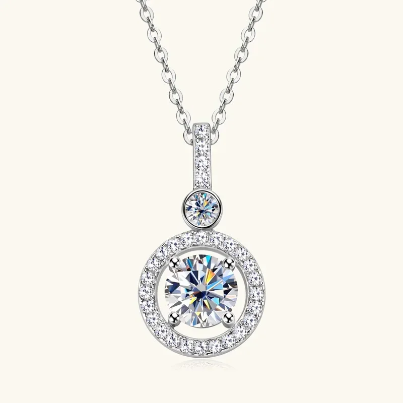 

925 Silver Full Moissanite Pendant Necklace Certified 6.5mm D Color Lab Created Diamond Necklace for Women Quality Jewelry Gift