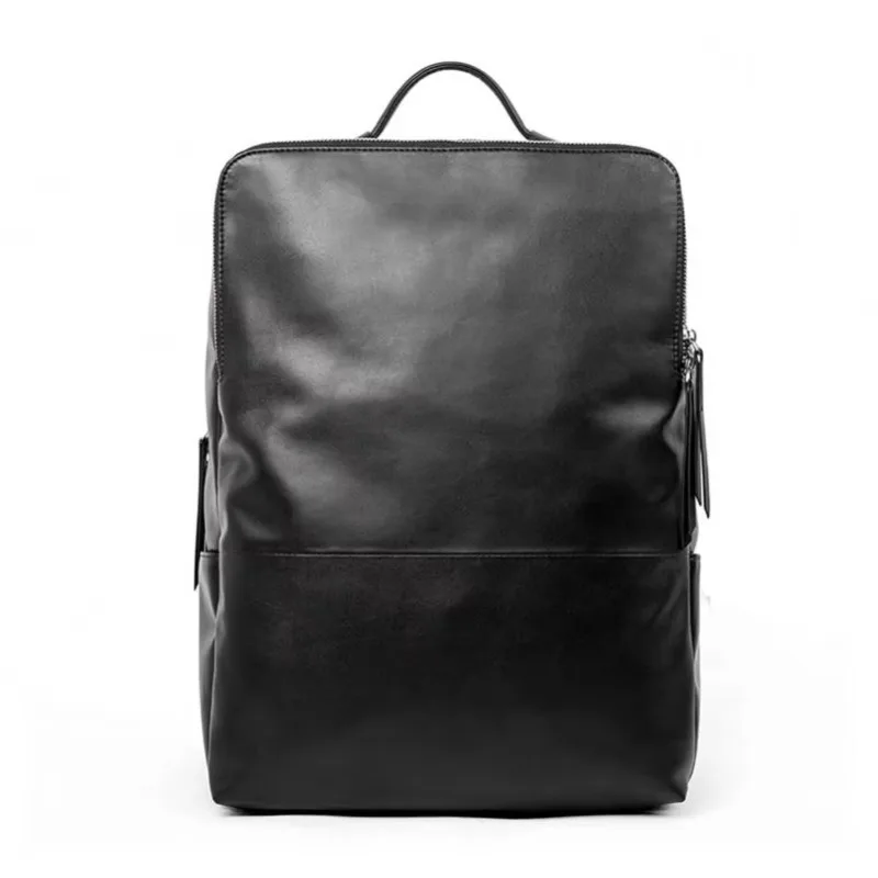

Men's leather backpack durable travel waterproof business casual sports student use anti-theft zipper