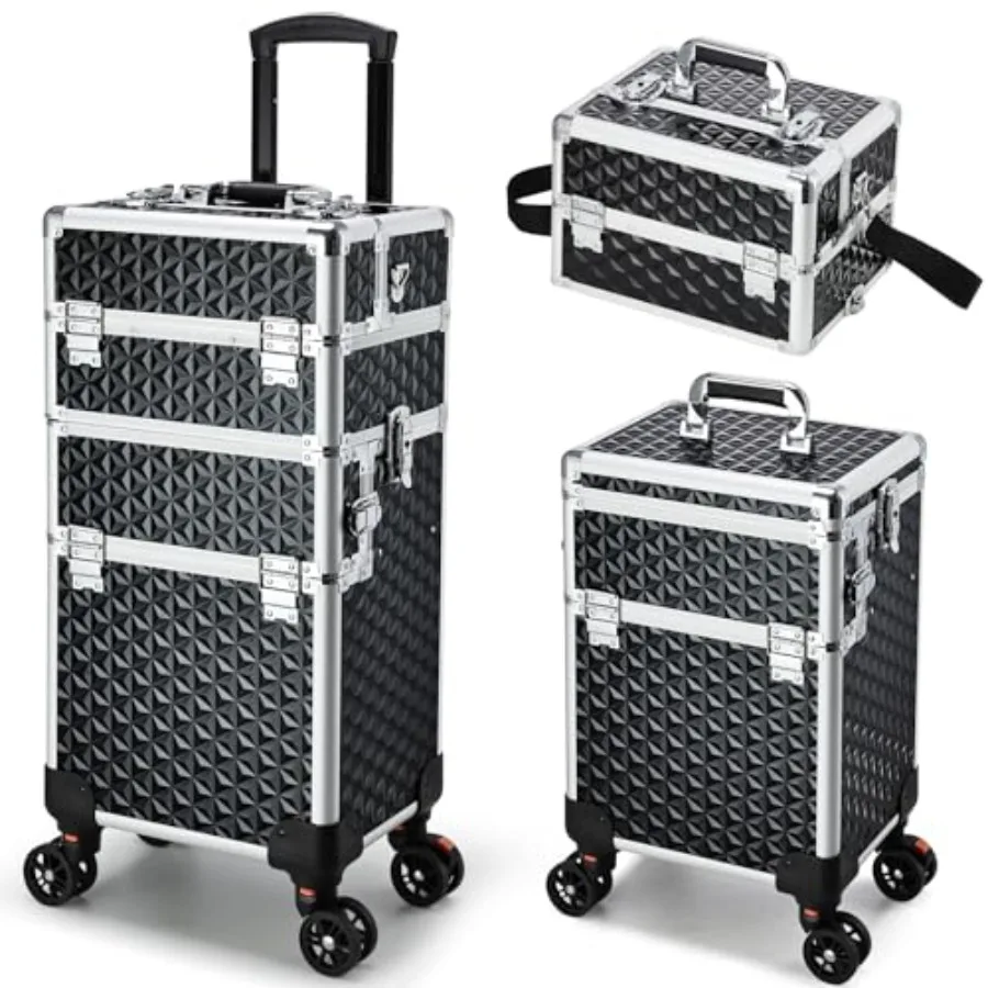 Profional Rolling Makeup Ca 3 en 1 Tren de maquillaje Ca Cosmetolo Ca on Weels Lar Trolley de maquillaje Sn arer Baúl de viaje Maleta para