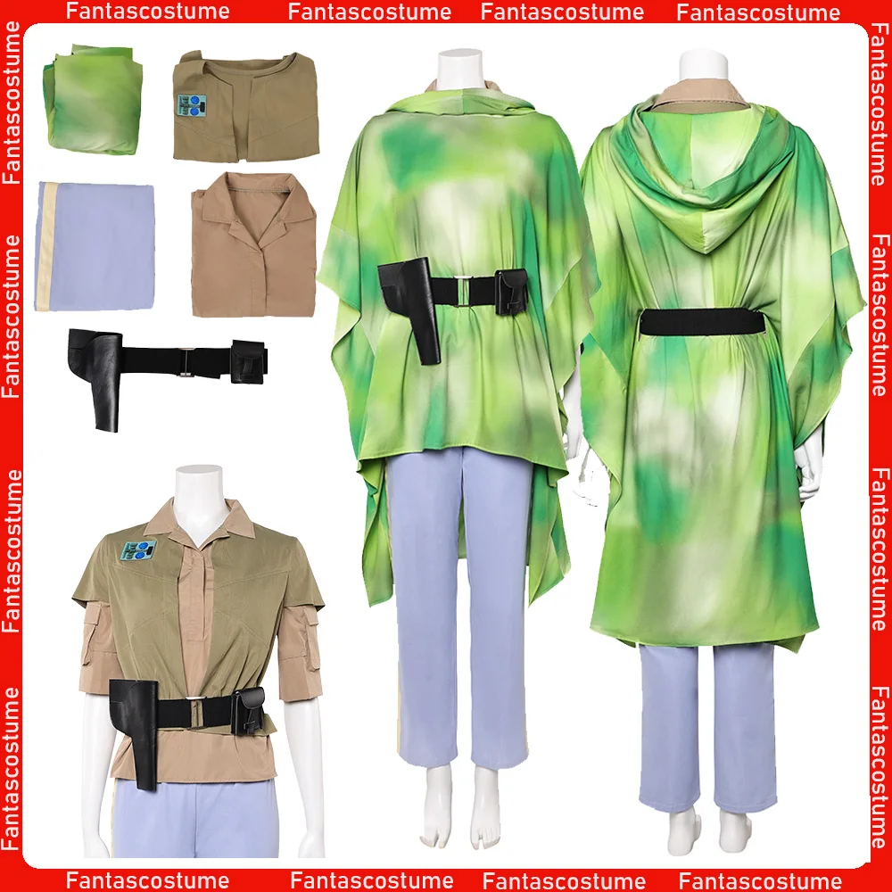 

Leia Cosplay Princess Costume Retro Camouflage Version Shirt Pants Cloak Belt Outfits Return Jedi Fantasia Halloween Clothes