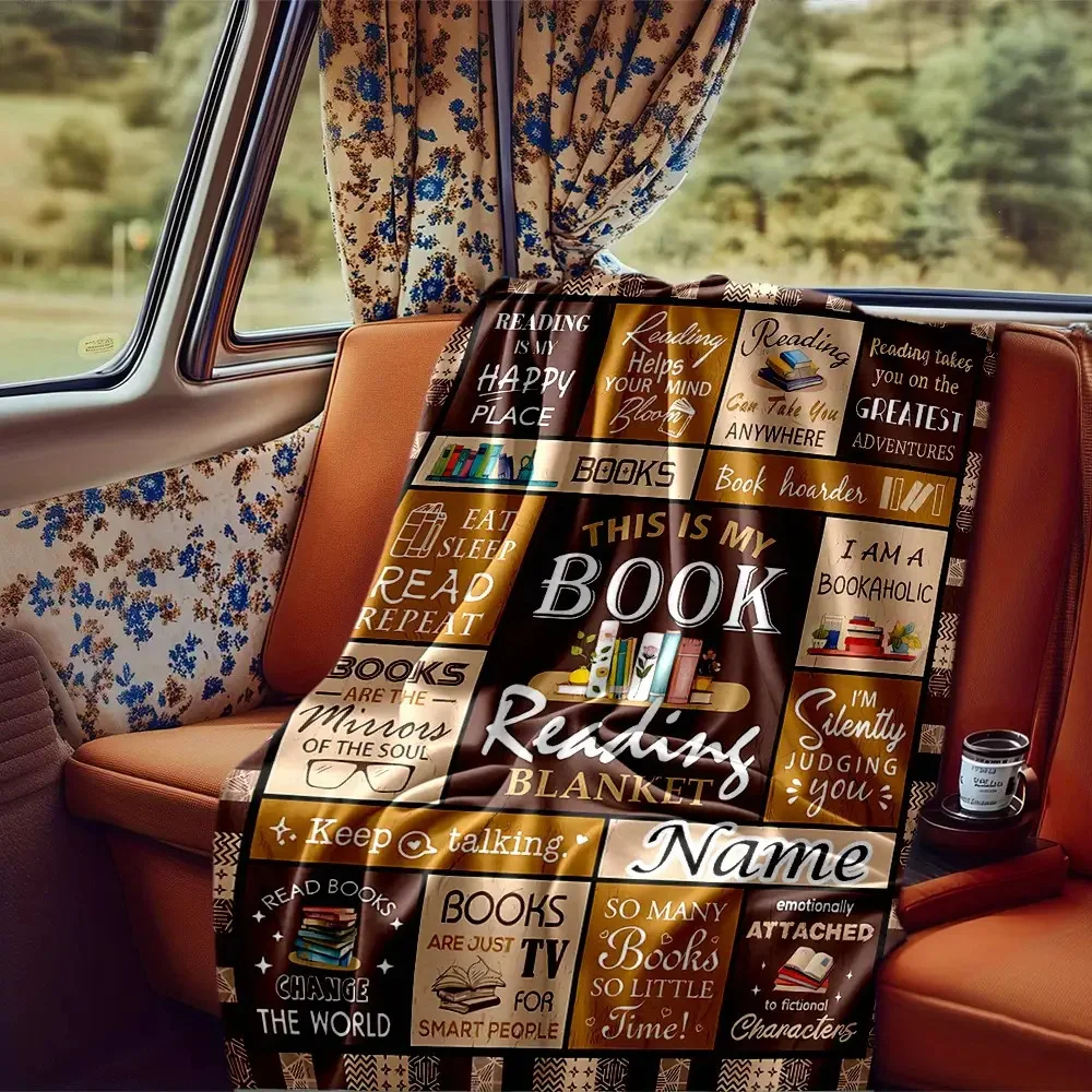 Custom text book flannel blanket, suitable for sofa, bed, birthday, friends, gifts