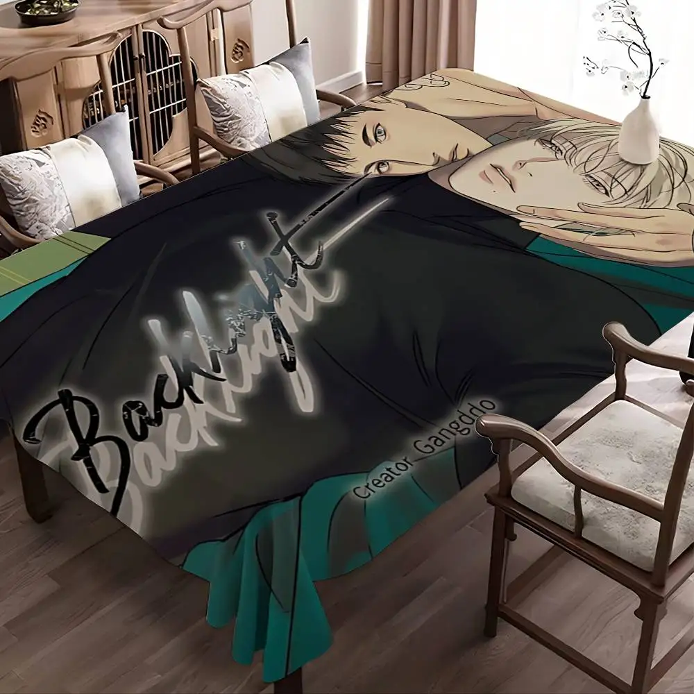 Backlight bl Anime Themed Polyester Tablecloths Cute Designs for Home Kitchens Dining Rooms Patios Tablecloth Decoration