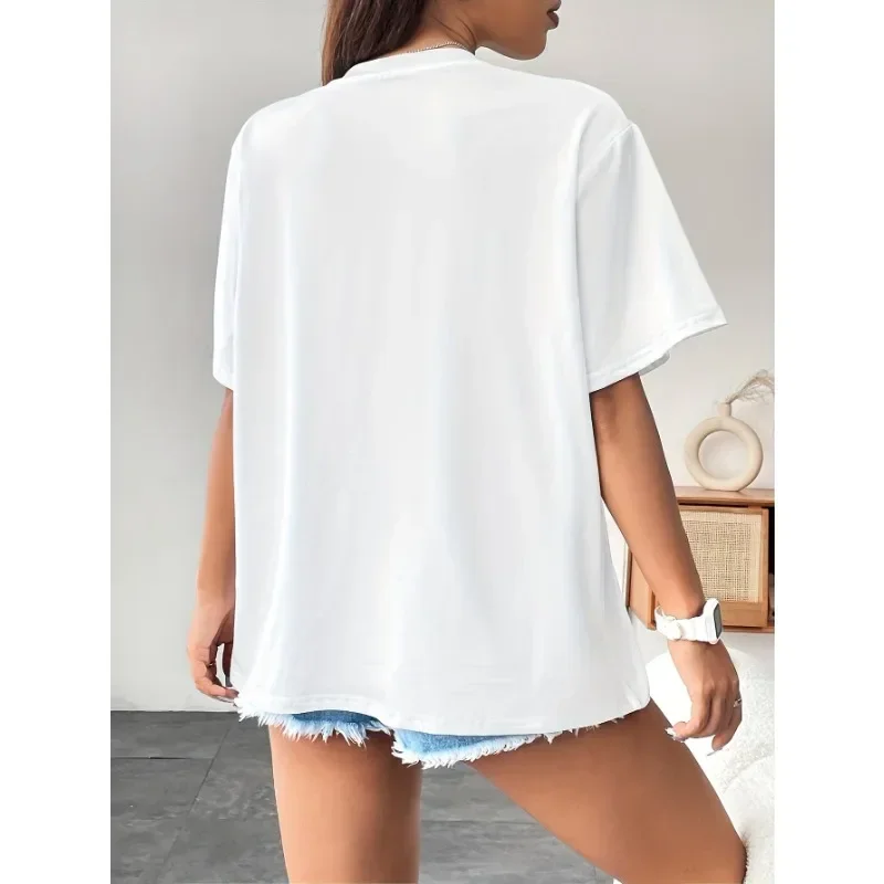 المرأة عارضة س الرقبة قصيرة الأكمام تي شيرت ، ميامي شجرة جوز الهند الشاطئ المطبوعة ، جميع الرياضيات ، الملابس القطنية ، أعلى الحد الأدنى #2