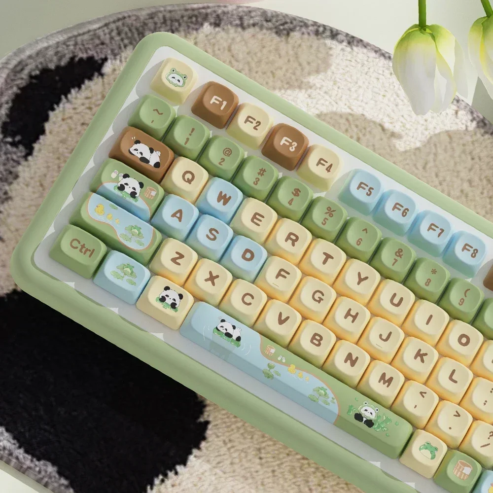 

Panda Paradise, original keycap pbt full five-sided hot sublimation moa highly cute, suitable for mechanical keyboard