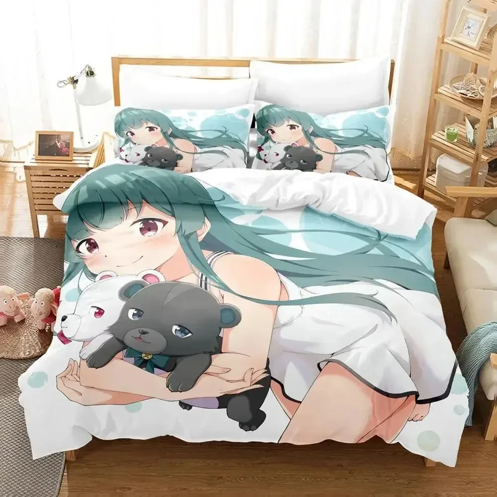 Anime Kuma Kuma Kuma Bear Bedding Set 3D Printed Suitable for Bedroom Duvet Cover Set With Pillowcases Kids Home Textile