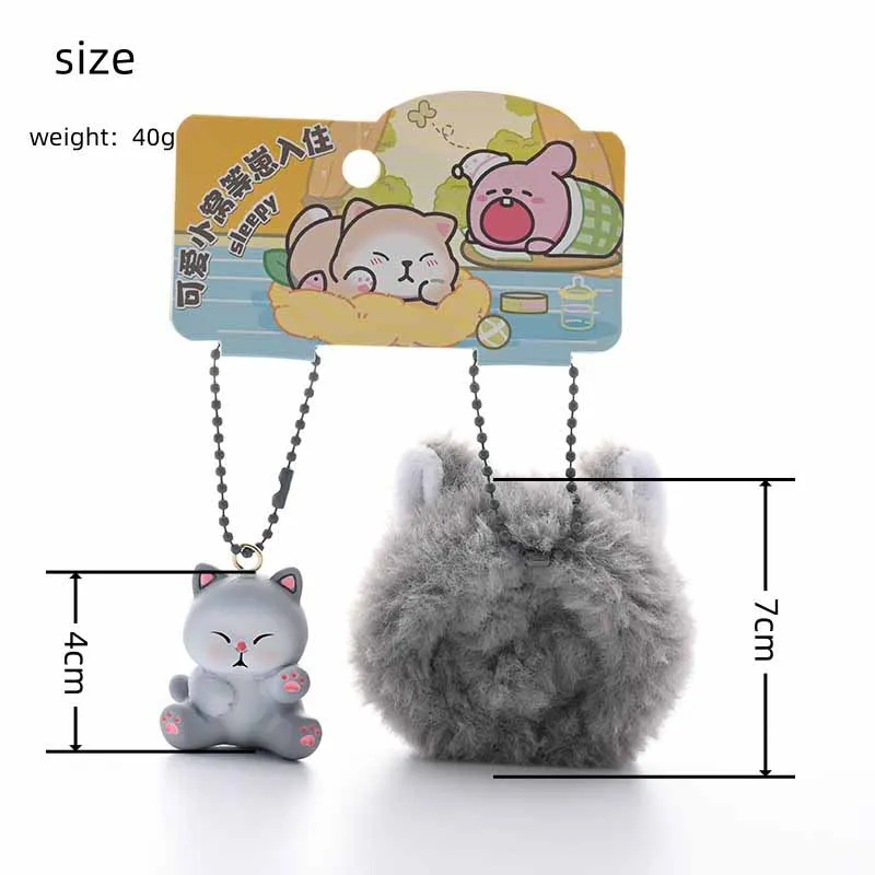 Ins Japanse Stijl Creatieve Schattige Kat Nest Kleine Kat Pluche Bal Sleutelhanger Paar Rugzak Hanger Beste Verjaardagscadeaus