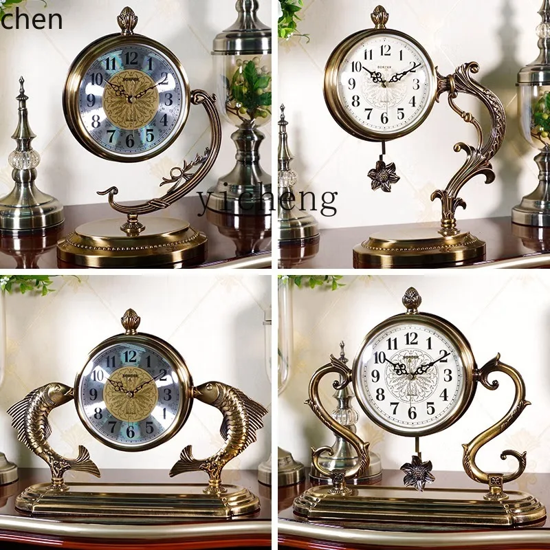 Office Metal Clock Ornament Living Room Silent Large Desktop Clock
