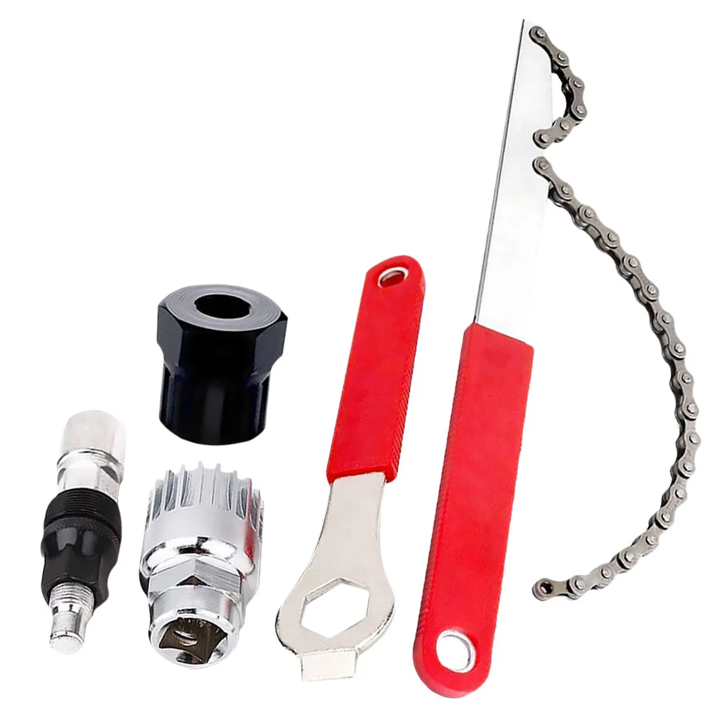1Set Bike Flywheel Tools Stainless Steel Durable Wrench Install Uninstall Red Black Silver Flywheel Install Tools
