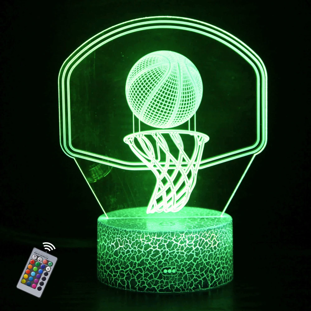 Nighdn luz nocturna de baloncesto, lámpara de mesita de noche, decoración de dormitorio, LED, regalo de fiesta de cumpleaños para niños