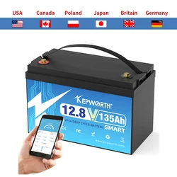 New 12V 135AH Series or Parallel LiFePO4 Storage Battery Built-in Bluetooth BMS Lithium Power Batteries For RV Campers Golf Cart