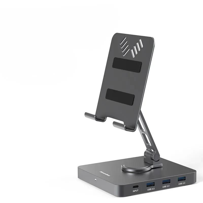 4K/60Hz Gigabit Ethernet Port USB 3.0 Splitter Hub Converter Flat Panel Rotary Stand Type-c Docking Station