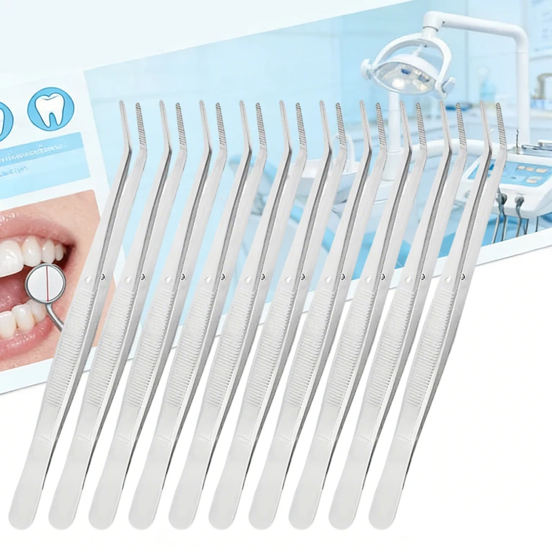 

20pcs Dental Cotton Tweezers Stainless Steel Non-Slip Dentist Tools Cotton Roll Filling Clip Forceps