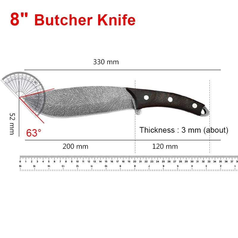 Hand-Forged Boning Knife Sharp Kitchen Chef Butcher Knife Full Tang Slicing Meat Vegetable Knives Cooking Knives