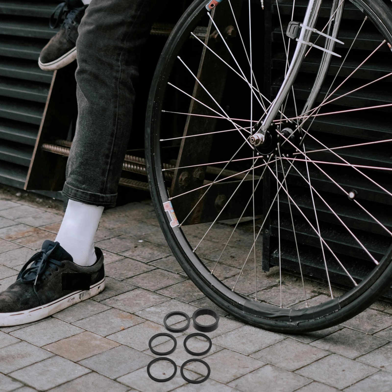 

6 Pcs Carbon Fiber Spacers Lightweight Headset for Bike Sturdy Compatible Mountain Road Bikes Practical Cycling Accessories