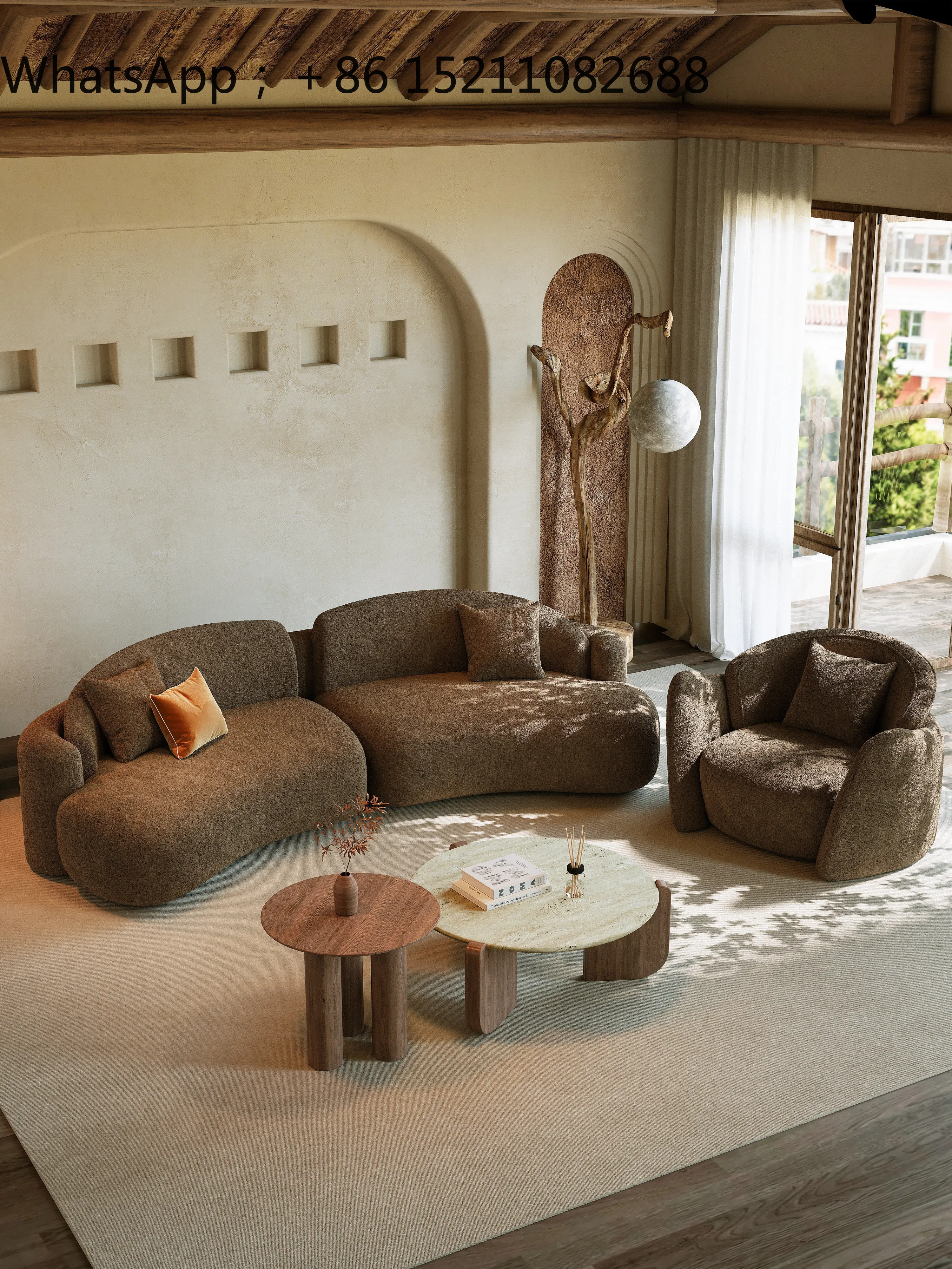 SCY medieval curved sofa special-shaped brown clothing store office rest area reception and negotiation sofa