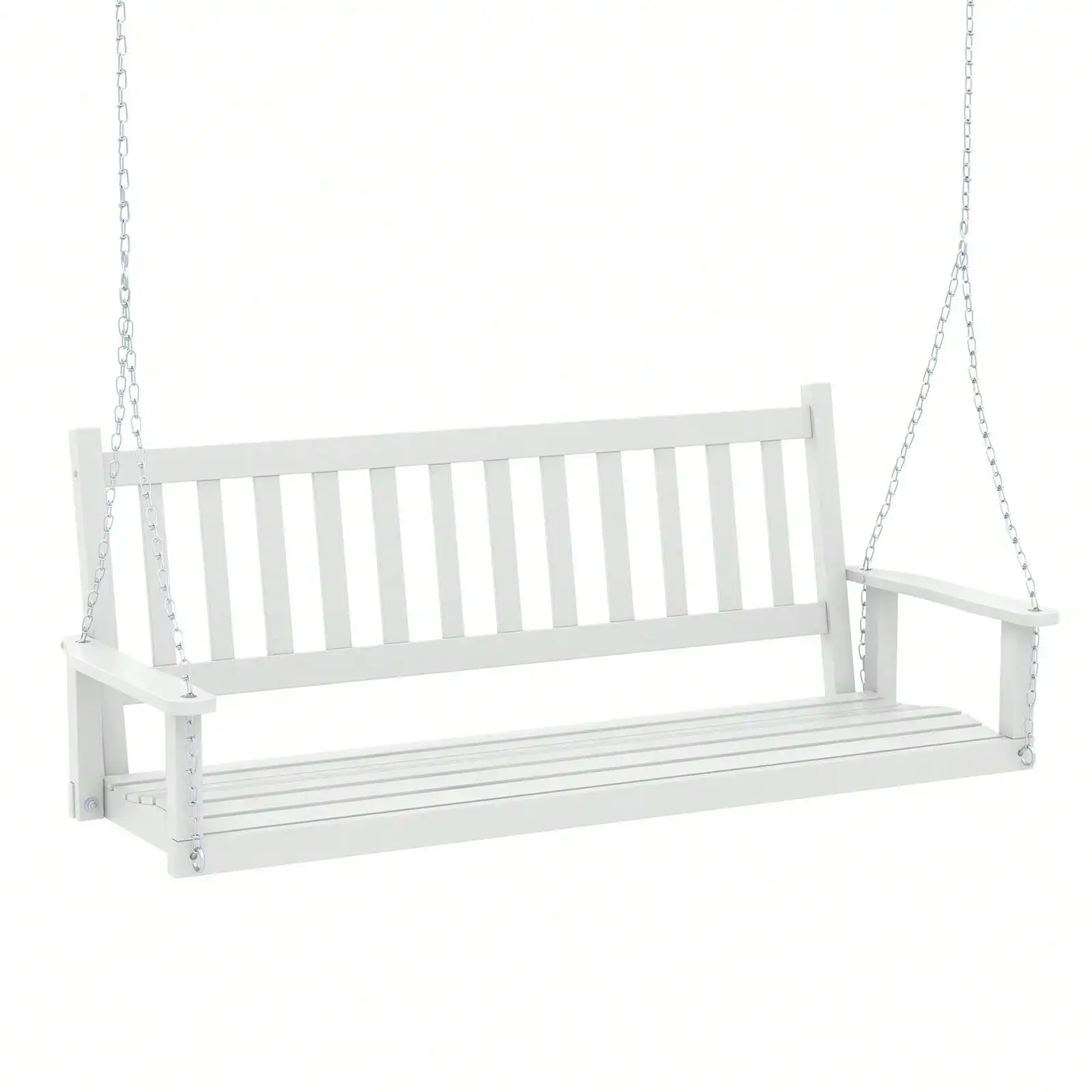 

3-Person Patio Porch Swing Heavy Duty Outdoor Hanging Bench Chair White