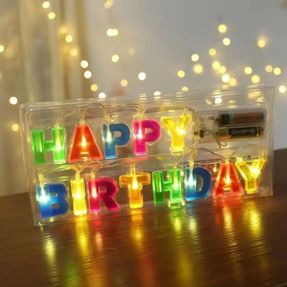 Colorful Happy Birthday Light String Romantic Warm Props Color LED Letter Lamp Durable Beautiful