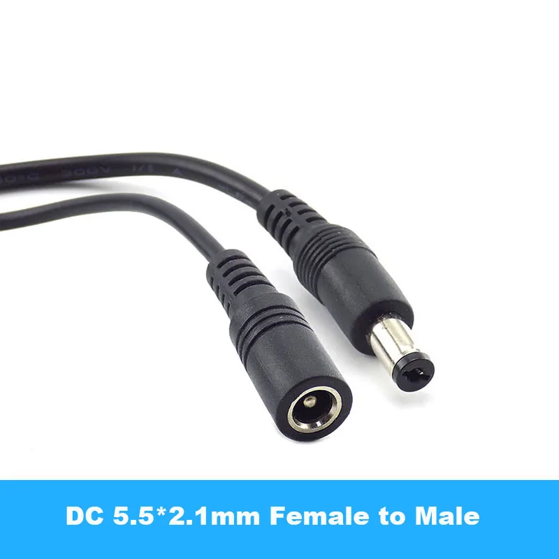Female To Male Plug CCTV DC Power Cable Extension Cord Adapter 12V Power Cords 5.5mmx2.1mm For Camera Power Extension Cord