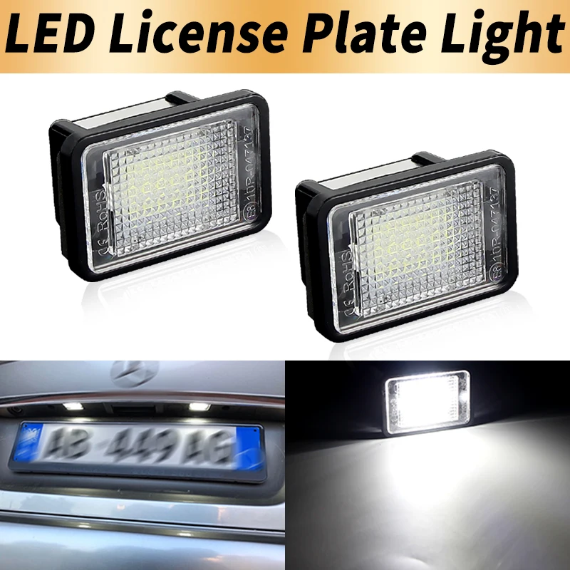 2PCS LED License Number Plate Lights Canbus For Mercedes-Benz GLK X204 07-13 W176 X156 14-up W166 12-up R172 11- Car Accessories
