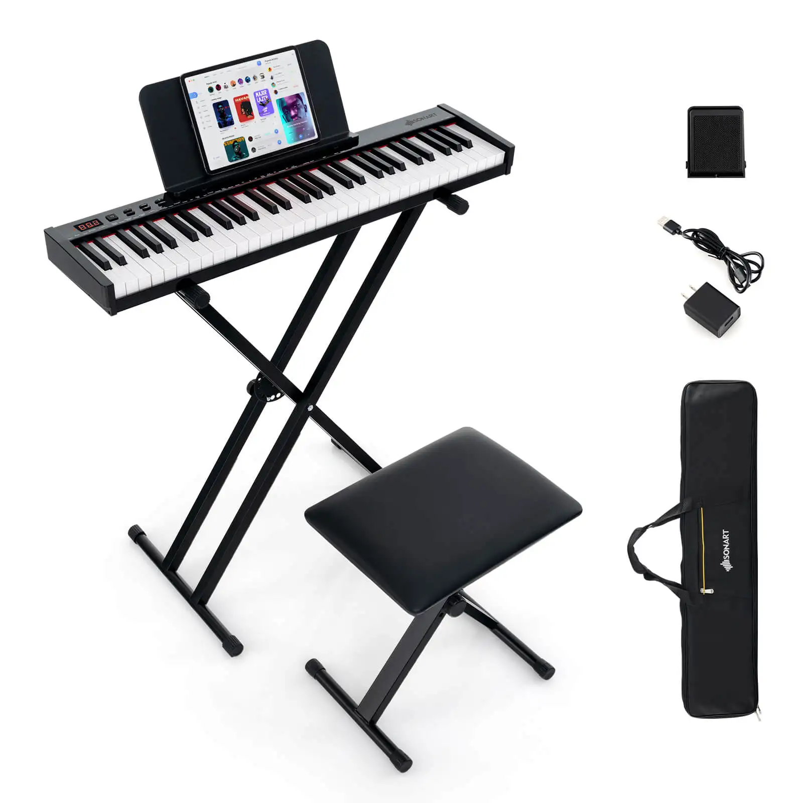 

61-Key Electric Piano Keyboard for Beginners w/ Adjustable Stand & Stool