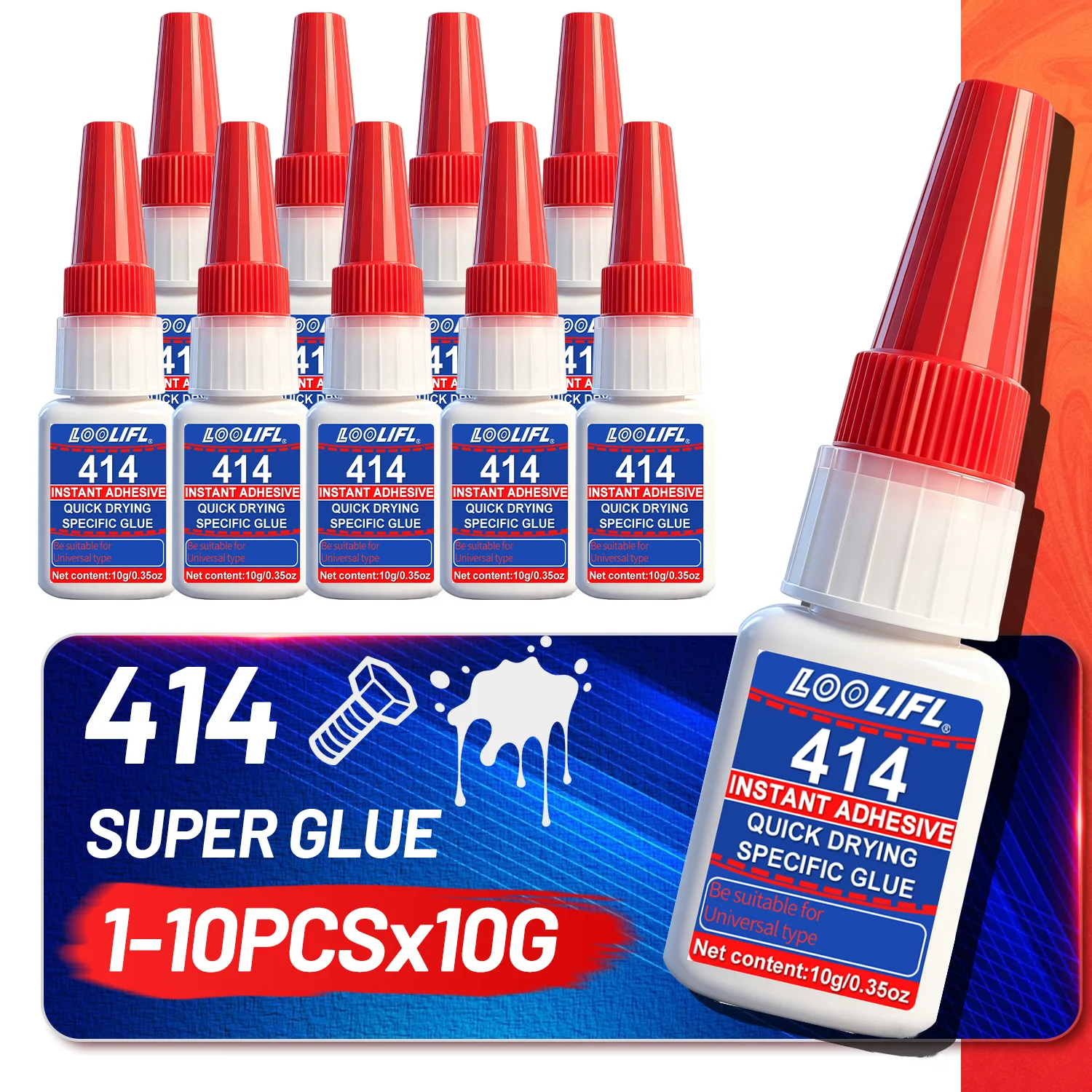 

LOOLIFL super cyanoacrylate glue Fast Drying Strong Bonding All Purpose Adhesives for Ceramic Glass Metal Wood DIY Repairs tool