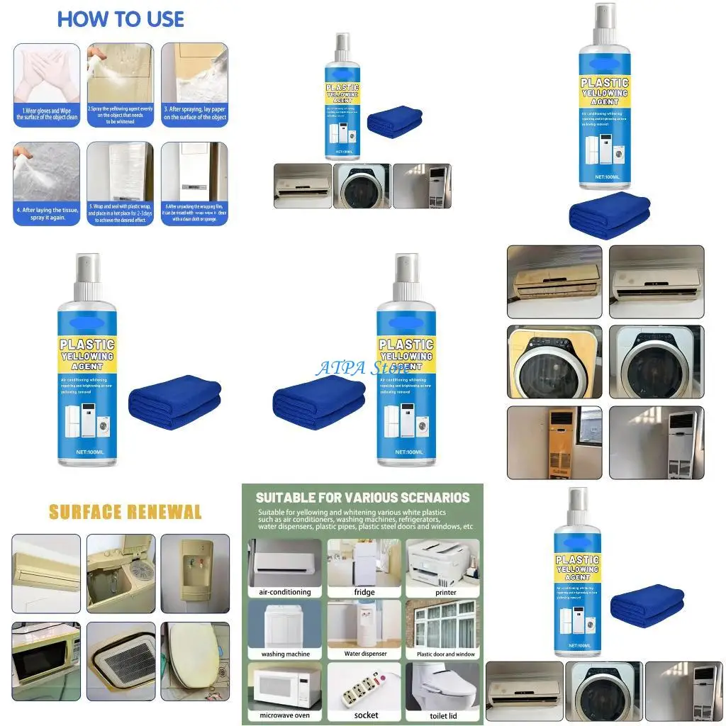 

U13C Plastic Gloss Restoration Agent Appliances Plastic Yellowing Removal for Air Conditioning Shell Strong Oxidation Remover