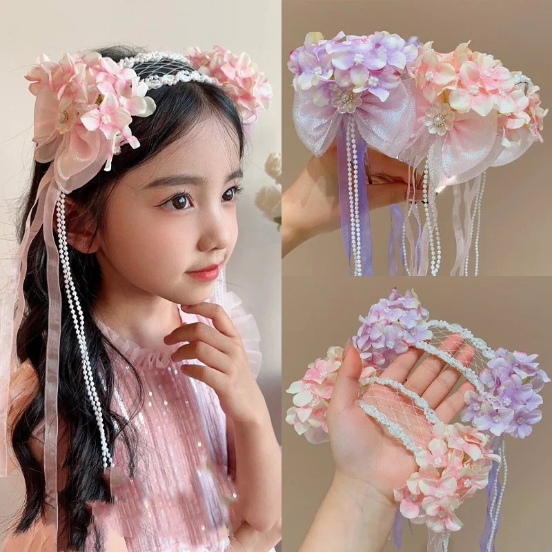 

1PC Children's Princess Hairband Super Fairy Ancient Style Flower Float Headband Girl Cute Flower Fairy Dress Hair Accessories