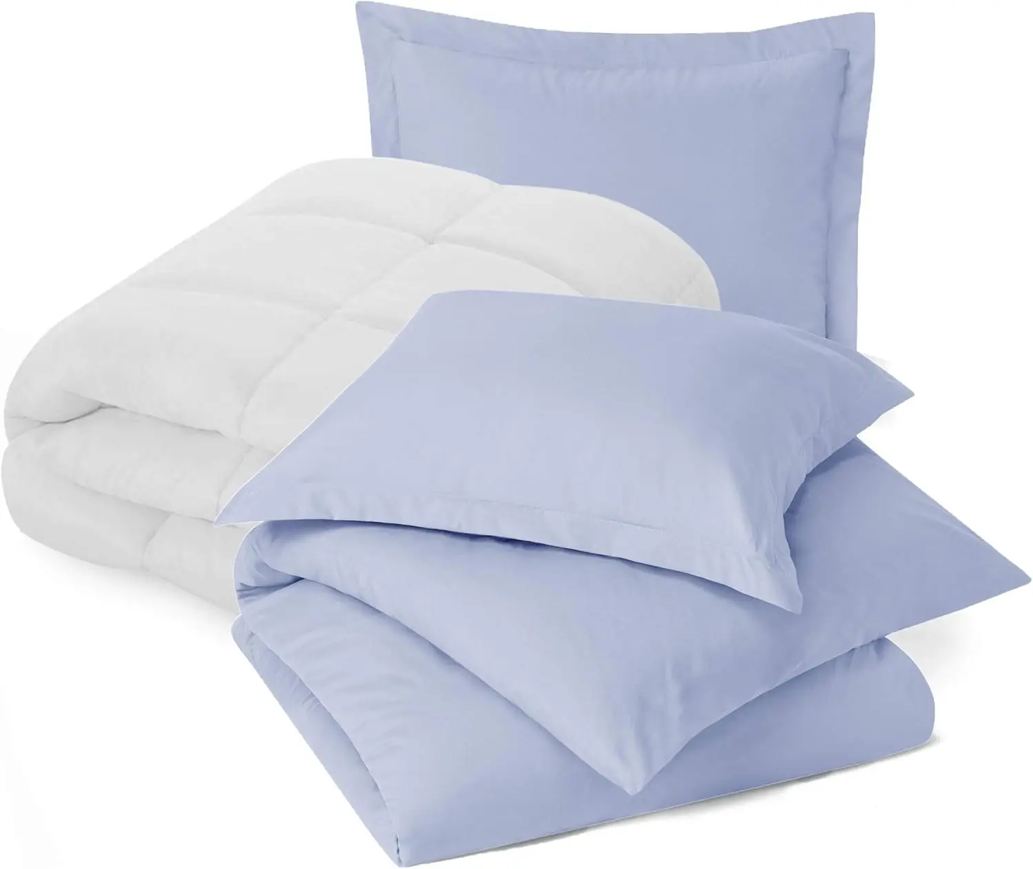 

King Size Bedding Set with Comforter, Ice Blue Microfiber Duvet Cover Set, 3 Pieces