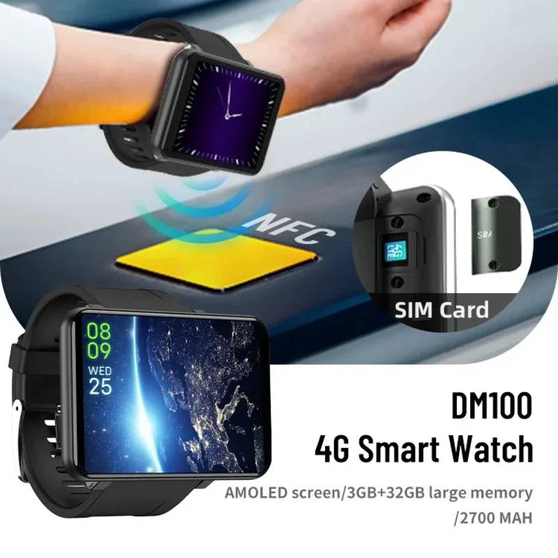 2024 hot selling smart watch DM100 Project SDK OEM light customization smartwatch with camera oled 4g smartwatch phone android