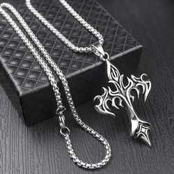 ZAKOL Hip Hop Cross Pendant Necklace Unique Design Stainless Steel Goth Necklaces Fashion Jewelry Gift for Women Men