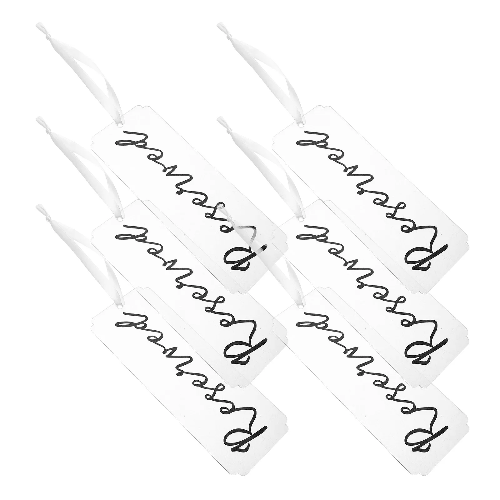6Pcs Acrylic Reserved Table Signs Hanging Ribbon Clear Markings for Wedding Chairs Restaurant Office Seating Chart - view 5