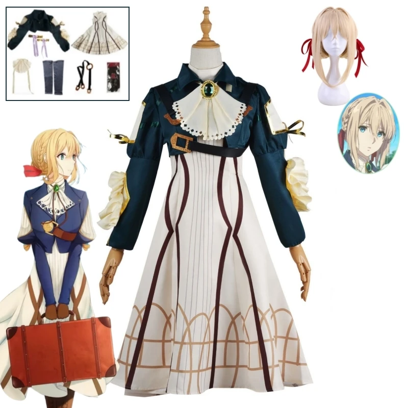 Anime Violet Evergarden gaun peraga putri kostum cosplay princess maid uniform Halloween party carnival ball dress set