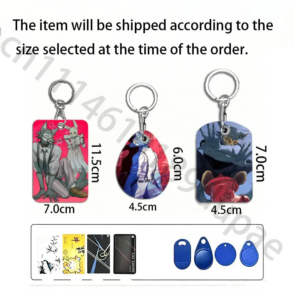 Anime B-BEASTARS Protective Printed Leather Card Case Metal Keychain Accessory