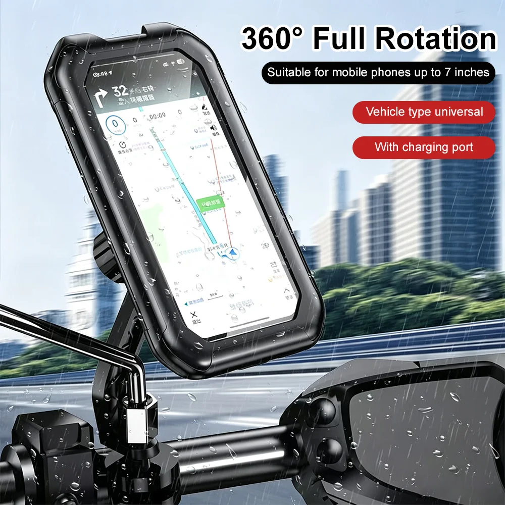 Waterproof Bike Phone Holder Adjustable Riding Navigation Phone Case Mount Shockproof Riding Bracket Touch-Sensitive Phone Cover