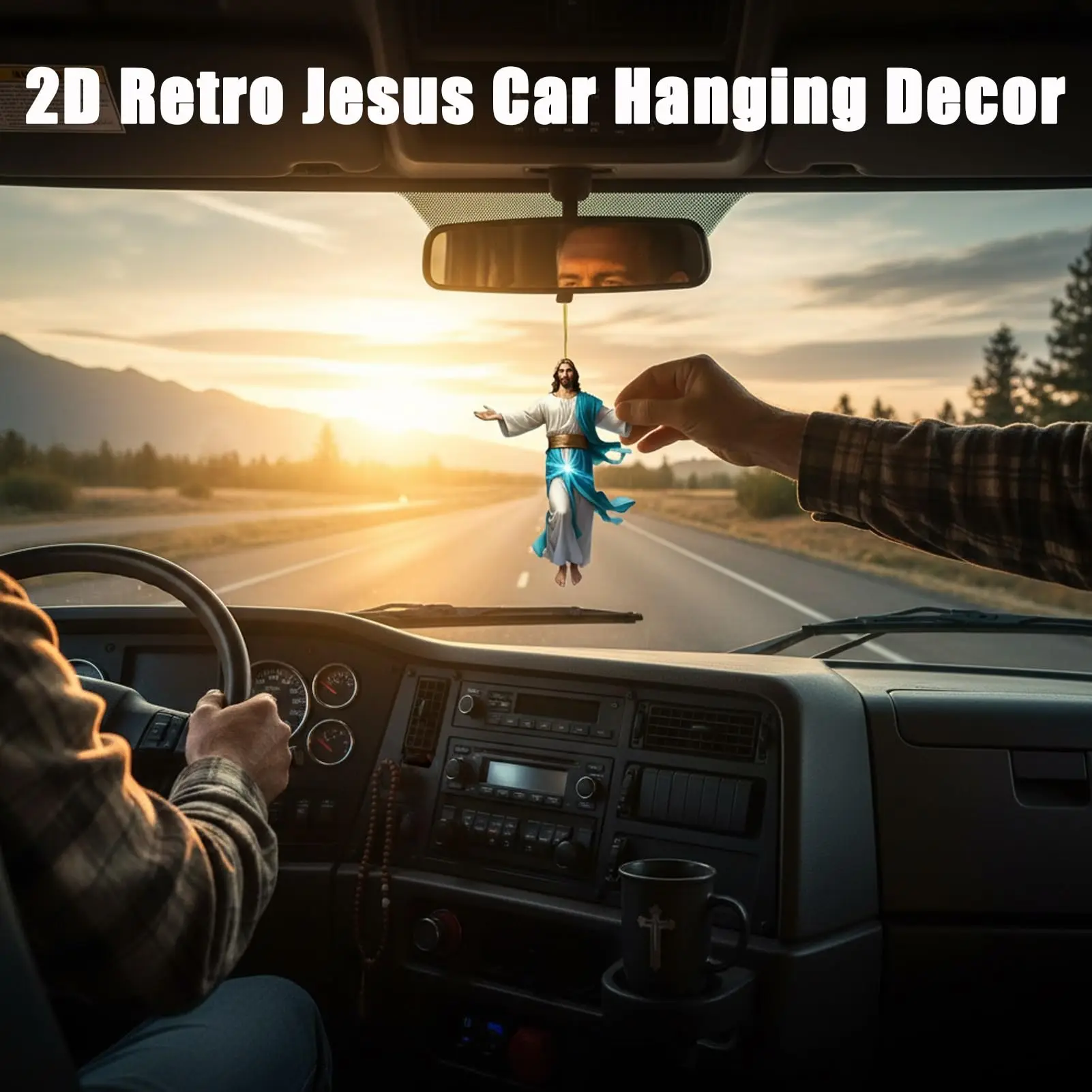 Christian Auto Decoration Easy To Install Religious Car Pendant Acrylic Flat Ornament 2d Jesus Car Hanging Decor For Rearview