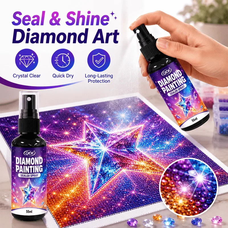 Diamond Painting Gloss Fixing Spray, Anti-Fall Clear Gloss Protectant for Diamond Paintings, Crafts, Puzzles & Ornaments
