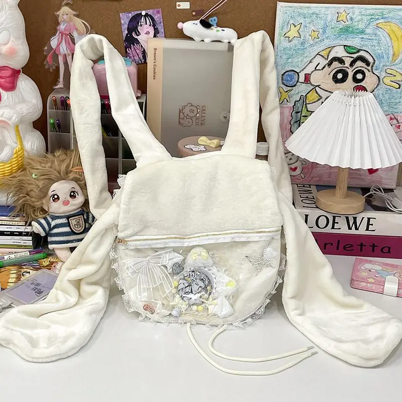 

Рюкзак для девочек, плюшевый крылатый ангел, осенне-зимняя модная милая мягкая прозрачная внешняя сумка, женская