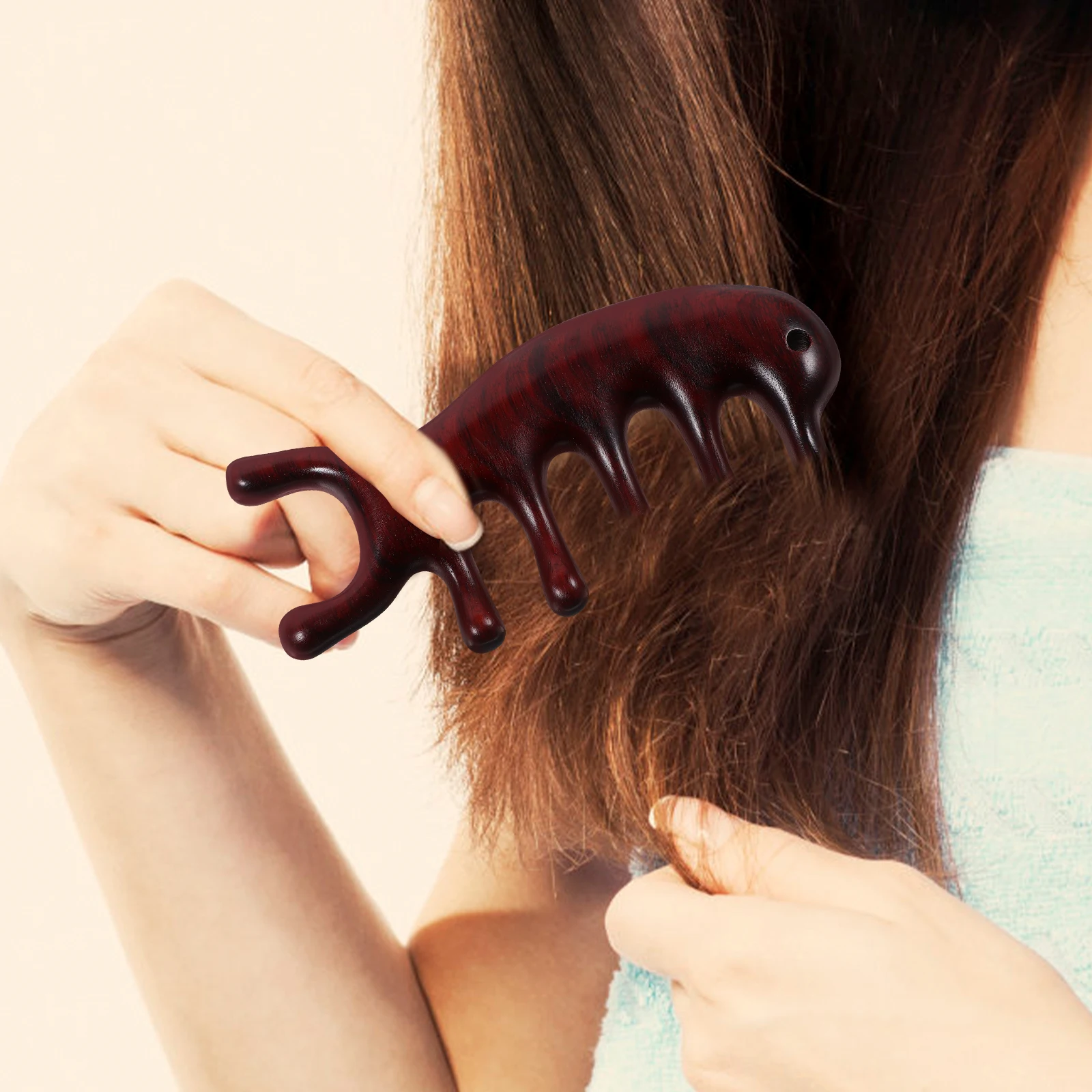

S Comb Portable Massage Head Tool Wide Comfortable Massage Comb Tooth Ergonomic Hair Detangler Scalp Care Wooden