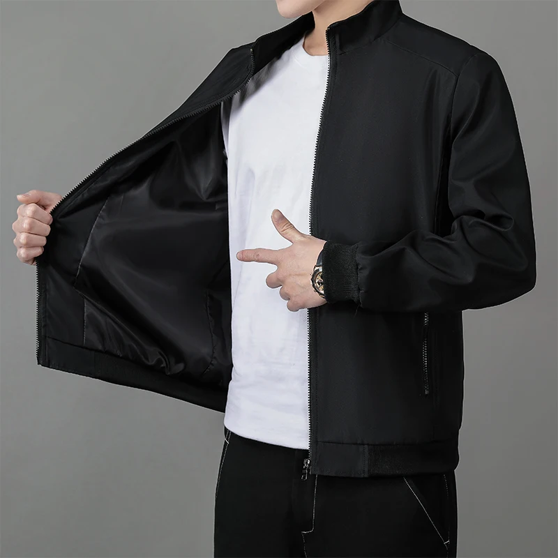 Chaqueta de cuello alto para hombre, abrigo informal de negocios, Color sólido, versátil, ideal para viajes al aire libre, otoño, 2024