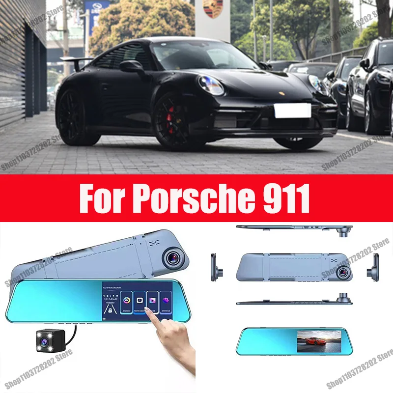 

For Porsche 911 718 Carplay Android GPS Dash Cam AUX FM Radio Dashcam Car Camera Stream RearView Mirror Drive Recorder